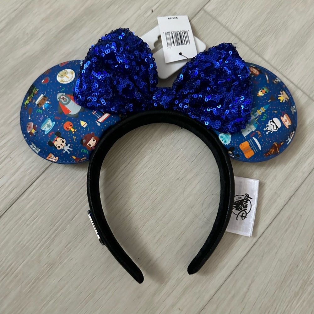 Disney Parks Icons Vibrant Blue Sequin Mickey Ears